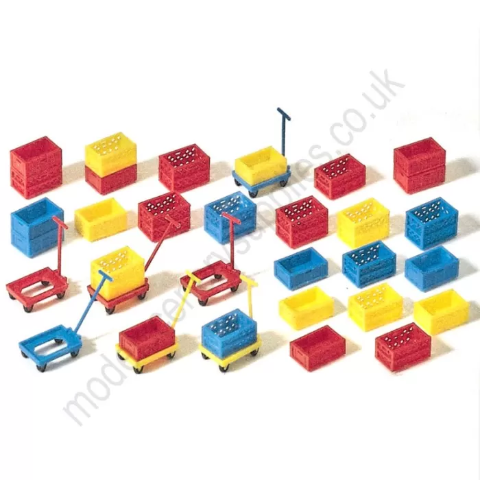 Plastic Crates And Boxes On Trolleys OO Preiser 17113