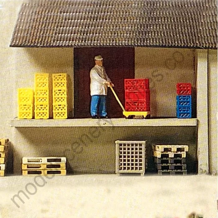 Plastic Crates And Boxes On Trolleys OO Preiser 17113