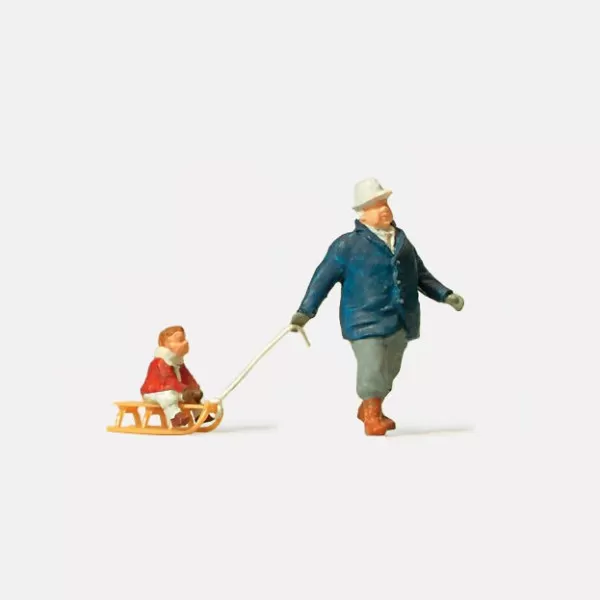Man pulling Sledge OO Preiser 28078