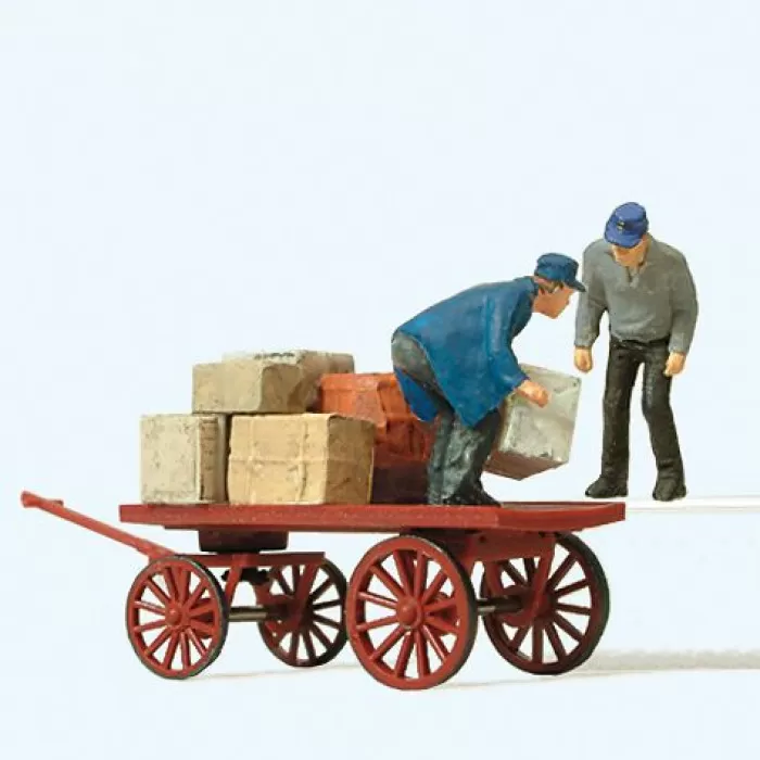 Cart and Workers OO Preiser 28084