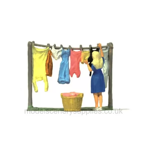 Washing line Hanging out the Washing OO Preiser 28110