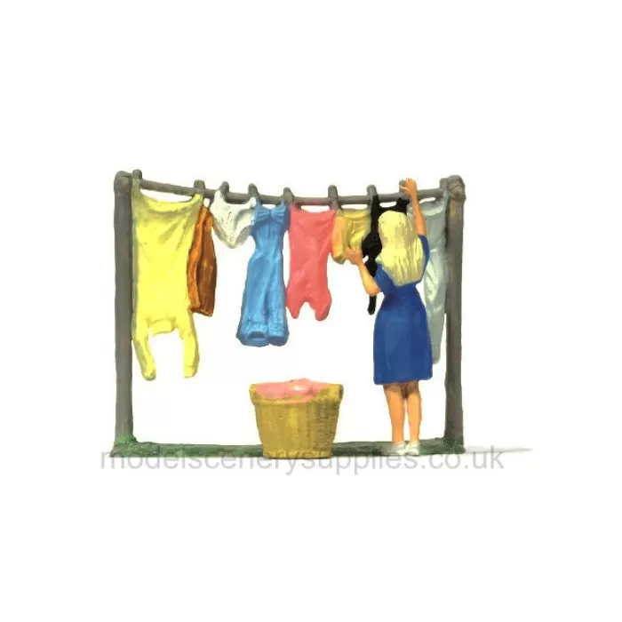 Washing line Hanging out the Washing OO Preiser 28110