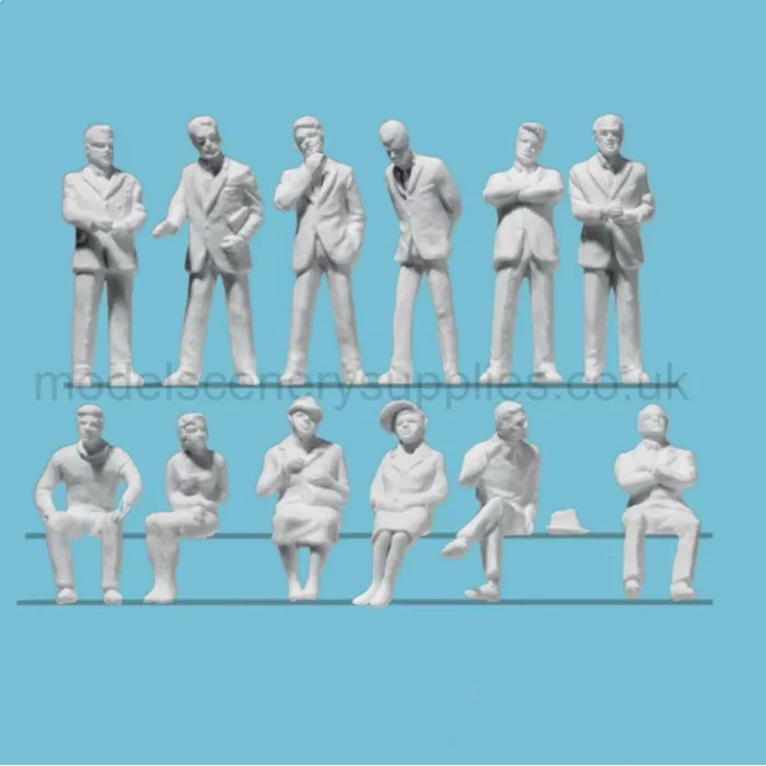 White Architectural Figures Sitting and Business People Scale 1:50 Preiser 68294