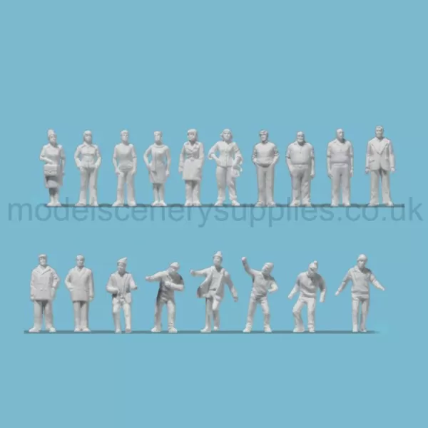 White Architectural Figures Standing Workers  Scale 1:100 Preiser 74092