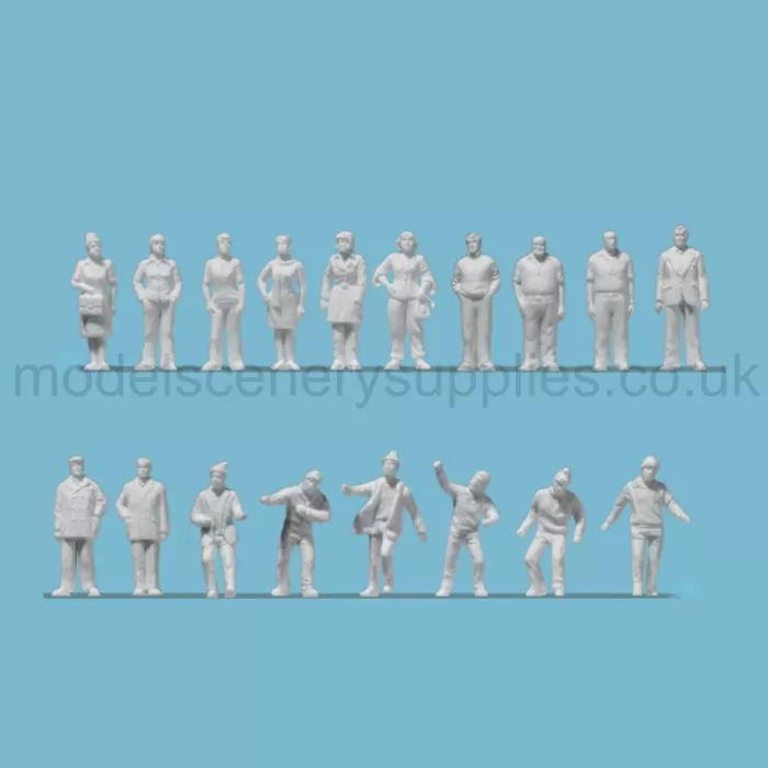 White Architectural Figures Standing Workers  Scale 1:100 Preiser 74092
