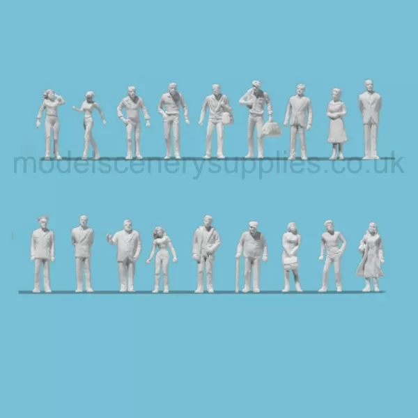 White Architectural Figures Passers By  Scale 1:100 Preiser 74093