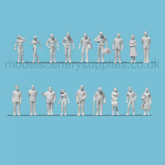 White Architectural Figures Passers By  Scale 1:100 Preiser 74093