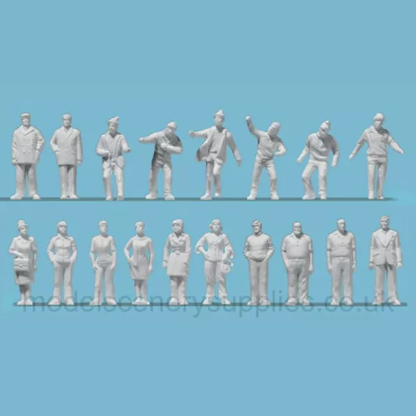 White Architectural Figures Passers By  Scale 1:200 Preiser 80992