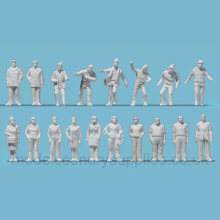 White Architectural Figures Passers By  Scale 1:200 Preiser 80992