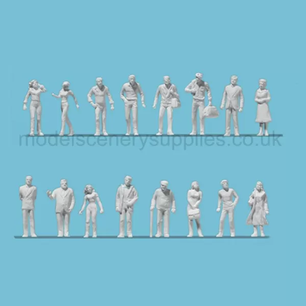 White Architectural Figures Passers By  Scale 1:200 Preiser 80993