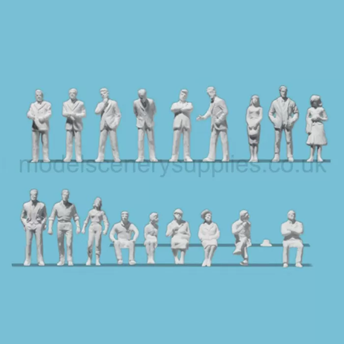 White Architectural Figures Standing Seated and Business People  Scale 1:200 Preiser 80994