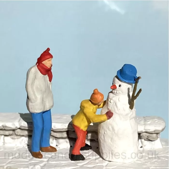 Child Building A Snowman OO Motif Box Scene Preiser 99603
