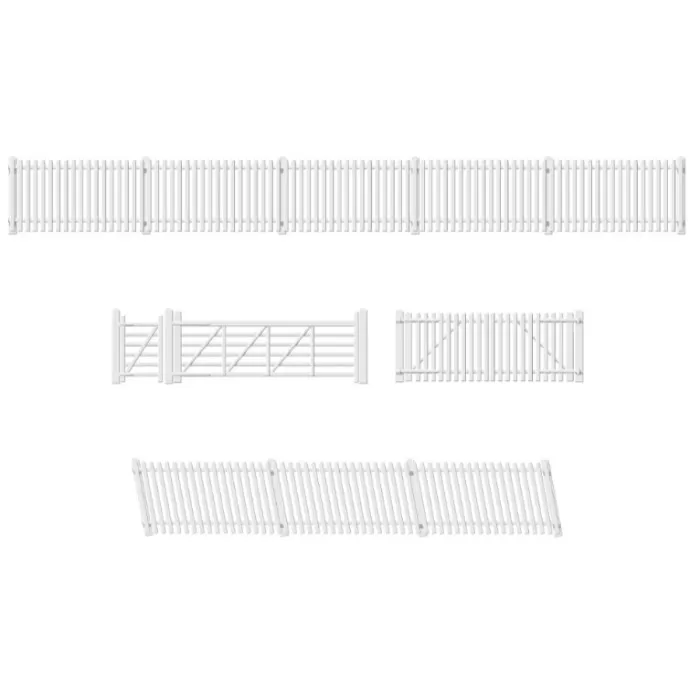 Station Fencing White Straights, Ramps and Gates OO Ratio 420