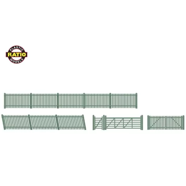 Station Fencing Green Straights, Ramps and Gates OO Ratio 430