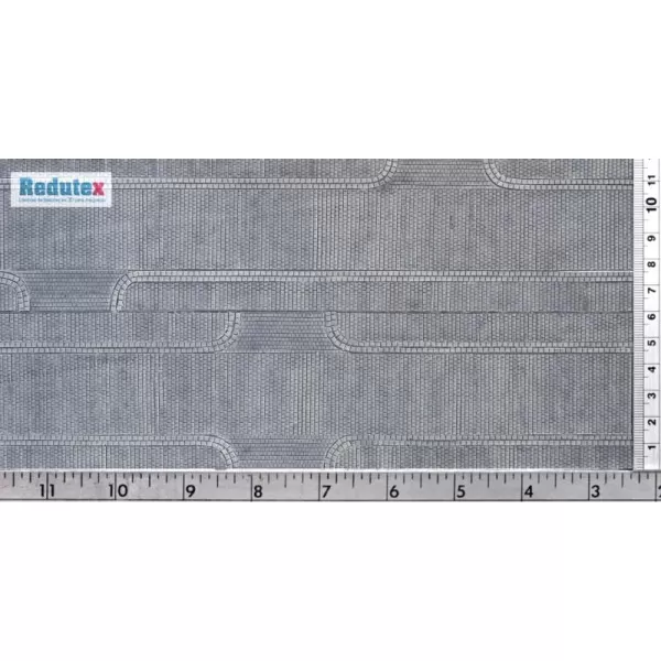 Stone Setts Roadway Road junctions with Pavements and edges Textured 3D Sheet N Gauge Redutex 160CC411