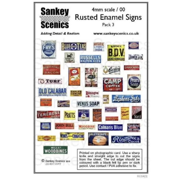 Rusted Enamel Signs OO  pack 3  