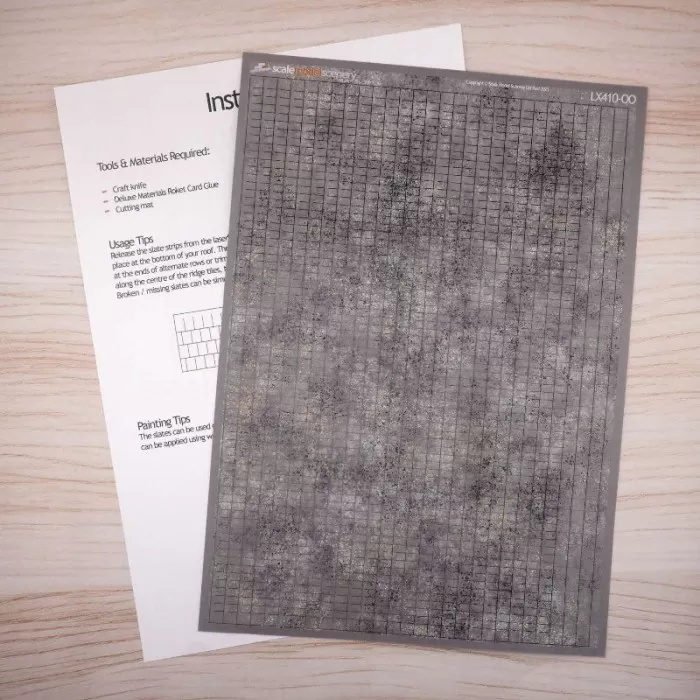 Weathered Laser Cut Roof Slate Strips OO LX410