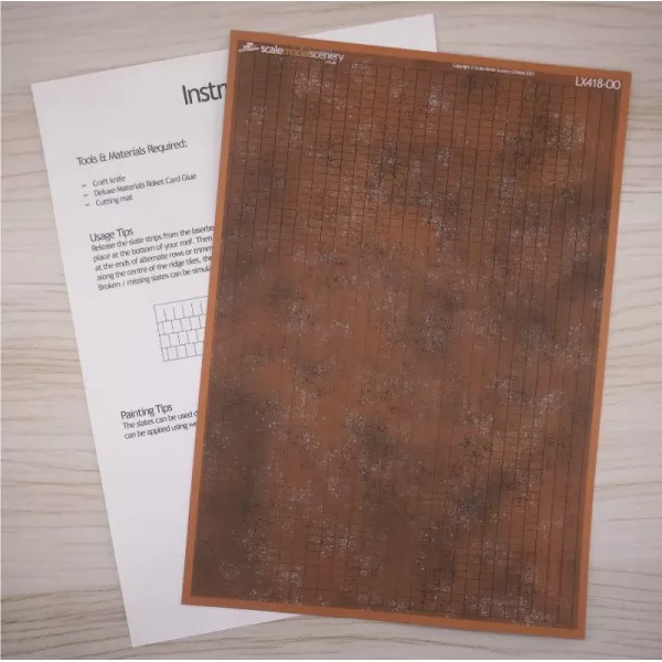 Weathered Laser Cut Terracotta Roof Tile Strips OO LX418