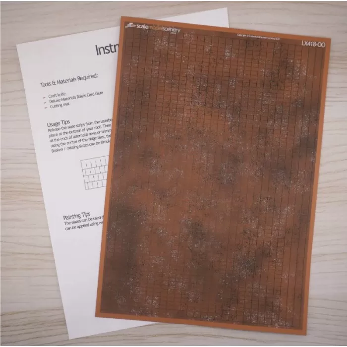 Weathered Laser Cut Terracotta Roof Tile Strips OO LX418