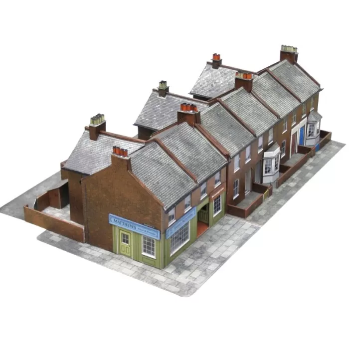 Four Red Brick Terraced Backs OO - Superquick C5 