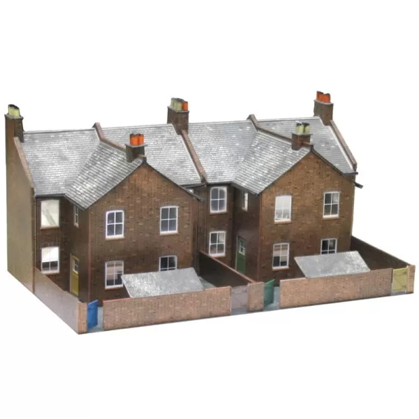 Four Red Brick Terraced Backs OO - Superquick C5 