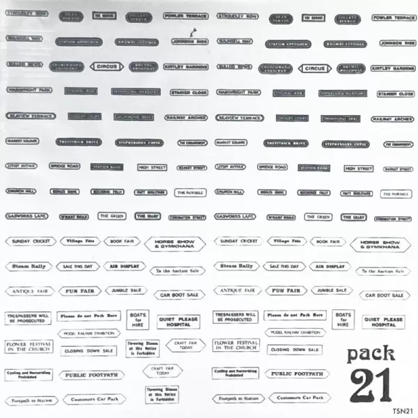 Street Names N Gauge Tiny Signs  TSN21 