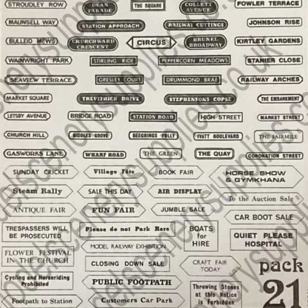 Street Names OO Tiny Signs  TSOO21