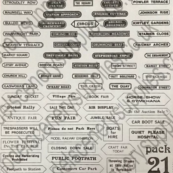 Street Names OO Tiny Signs  TSOO21