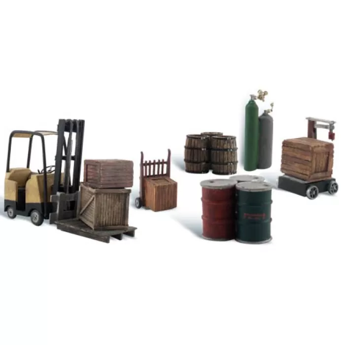 Forklift Crates barrels Dock or Warehouse Details OO A1934