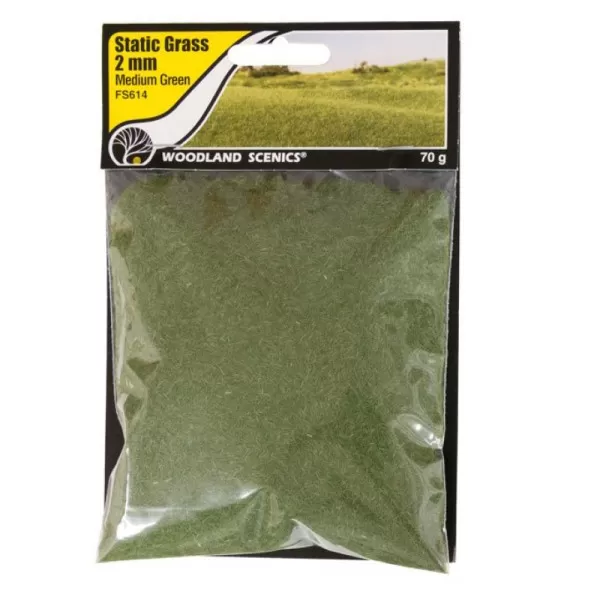 Static Grass Medium Green 2mm Woodland Scenics FS614