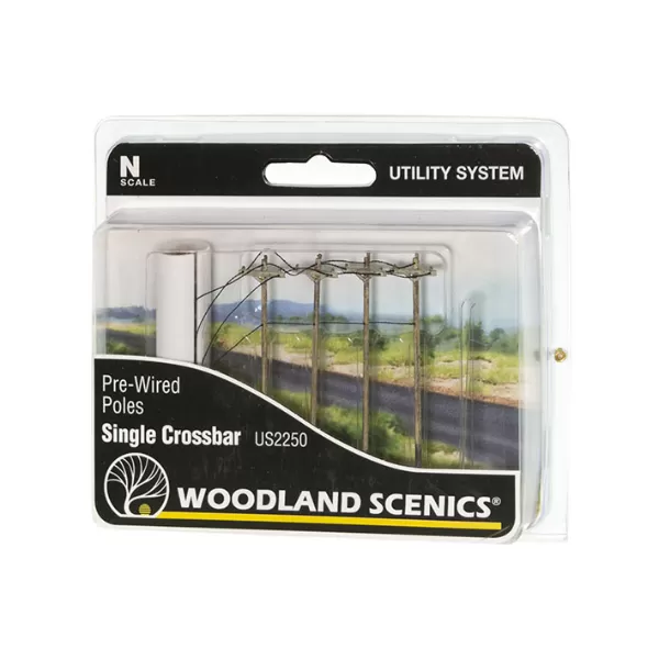 Electric Telegraph Poles single Bar Pre-wired From Woodland Scenics N Gauge 