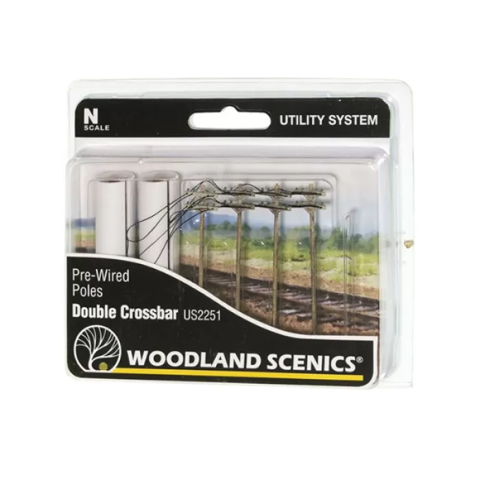 Electric Telegraph Poles Double Bar Pre-wired From Woodland Scenics N Gauge 
