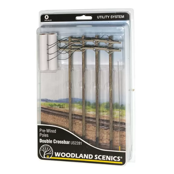 Electric Telegraph Poles Double Bar Pre-wired From Woodland Scenics  1:43