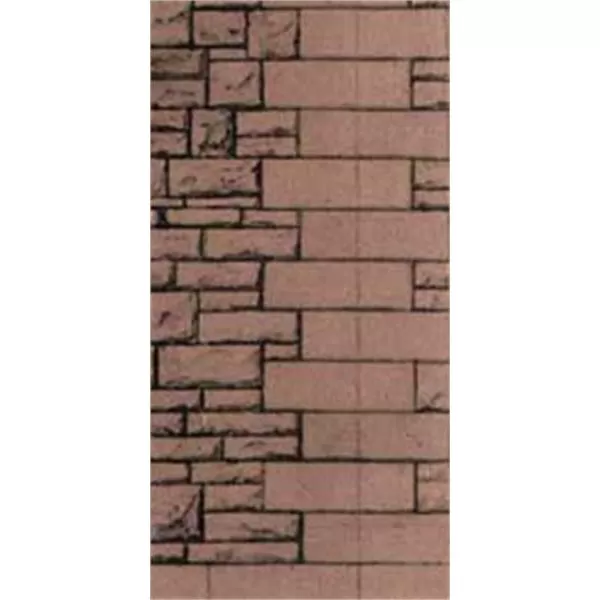 Red sandstone rubble walling building paper OO