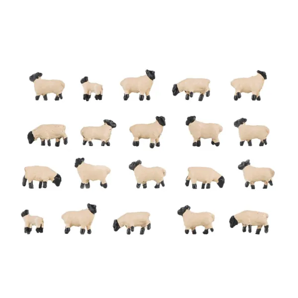 Sheep and Lambs with black heads N gauge Bulk Pack of 20 Faller 155906