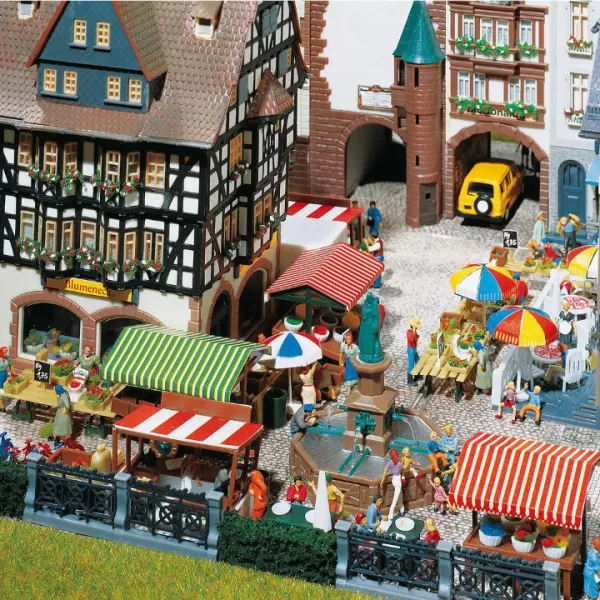 Market Stalls Market stands and barrows OO Faller 180582