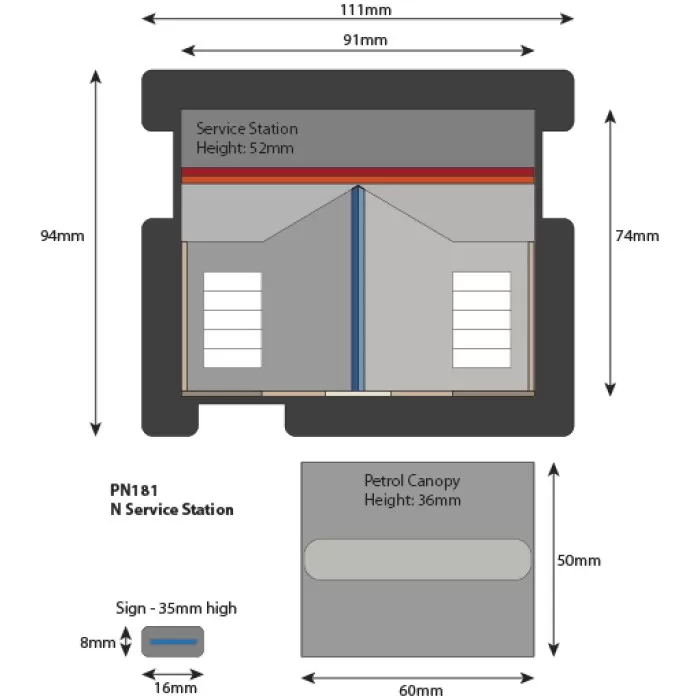 N Gauge Service Station Petrol Station Metcalfe PN181