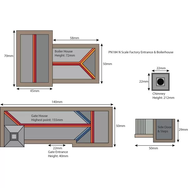 N gauge Boiler House and Factory Entrance Metcalfe PN184