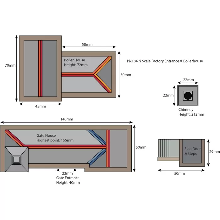 N gauge Boiler House and Factory Entrance Metcalfe PN184