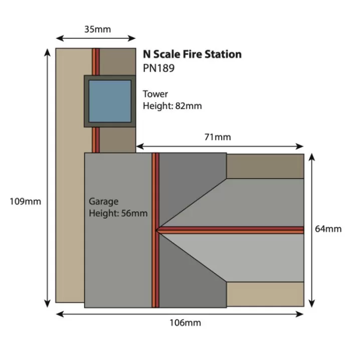 N Gauge Fire Station Metcalfe PN189