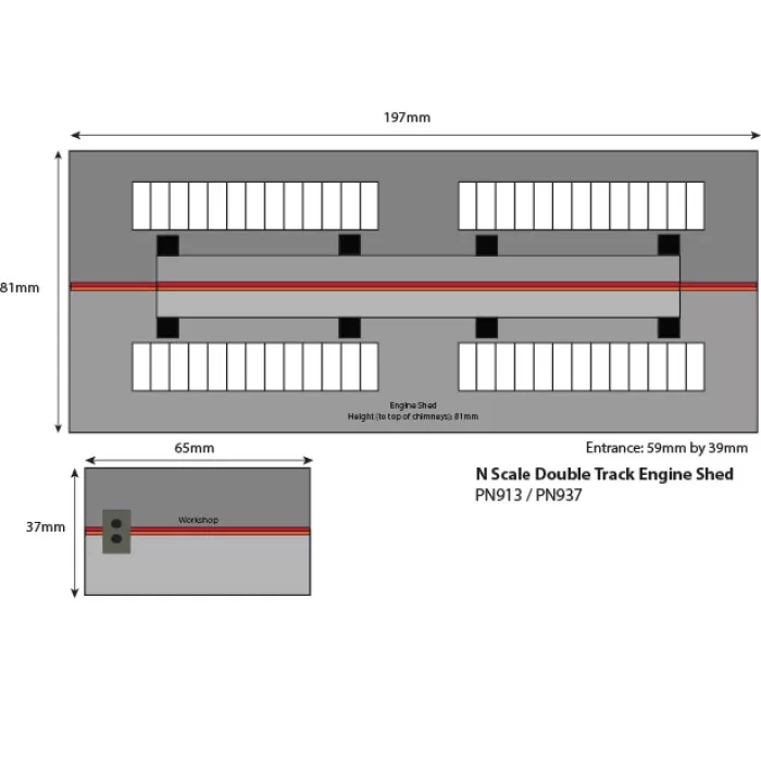 Double Track Engine Shed N gauge Metcalfe PN913
