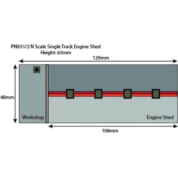 N gauge Engine Shed in red Brick Metcalfe PN931