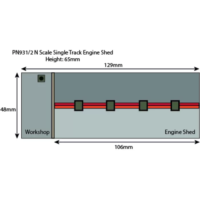 N gauge Engine Shed in red Brick Metcalfe PN931