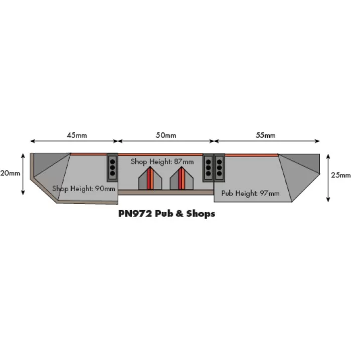 N Gauge Low Relief Pub & Shops Metcalfe PN972
