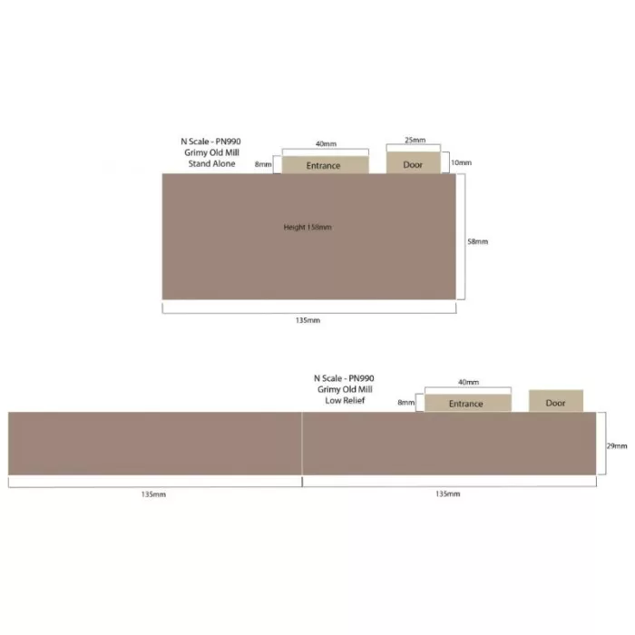 Grimy Old Mill N Gauge Metcalfe PN990 Stand alone or Low Relief