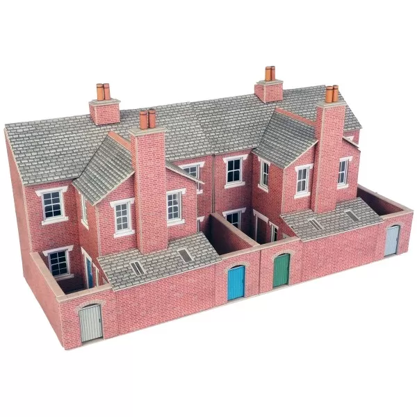 Low Relief Terraced House Backs - Red Brick OO PO276