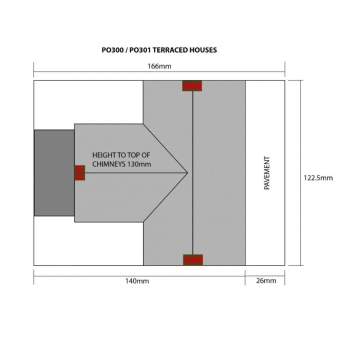 Terraced Houses in Red Brick OO PO300