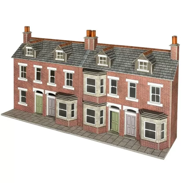 Low Relief Terraced House Fronts - Red Brick OO  Metcalfe PO302