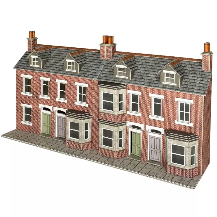 Low Relief Terraced House Fronts - Red Brick OO  Metcalfe PO302