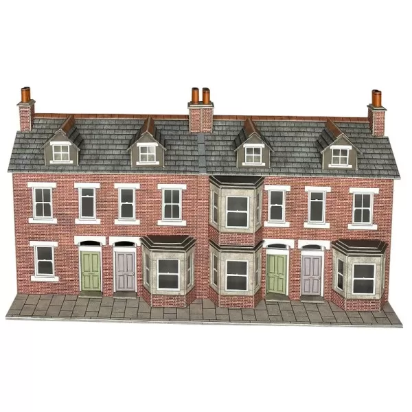 Low Relief Terraced House Fronts - Red Brick OO  Metcalfe PO302